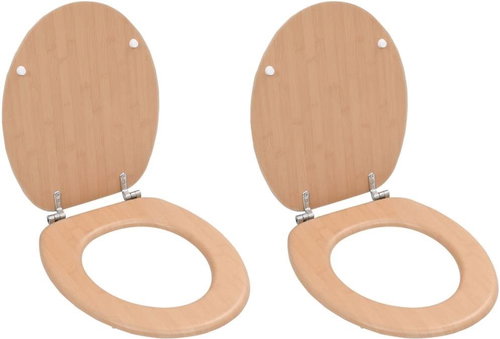 Toilet seat 2 pcs with lids MDF bamboo motif 276995 - Toilet Seat - Main image
