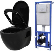 Hanging toilet with concealed cistern ceramic black 275792 - Toilet Combi