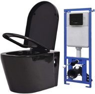 Závesná toaleta s podomietkovou nádržkou keramická čierna 3054477 - WC kombi