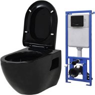 Závesná toaleta s podomietkovou nádržkou keramická čierna 3054479 - WC kombi
