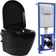 Závěsné WC bezobrubové s podomítkovou nádržkou keramika černé 3055349 - WC kombi