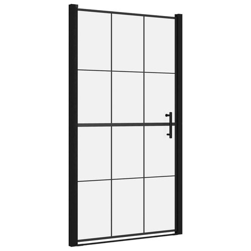 Shower door tempered glass 100×178 cm black 148889 - Shower Door - Main image