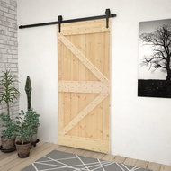Sliding door with set of fittings 90×210 cm solid pine wood 3057493 - Interior Door