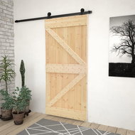 Sliding door with set of fittings 90×210 cm solid pine wood 3057497 - Interior Door