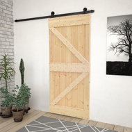 Sliding door with set of fittings 90×210 cm solid pine wood 3057498 - Interior Door