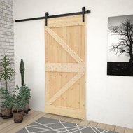 Sliding door with set of fittings 90×210 cm solid pine wood 3057499 - Interior Door