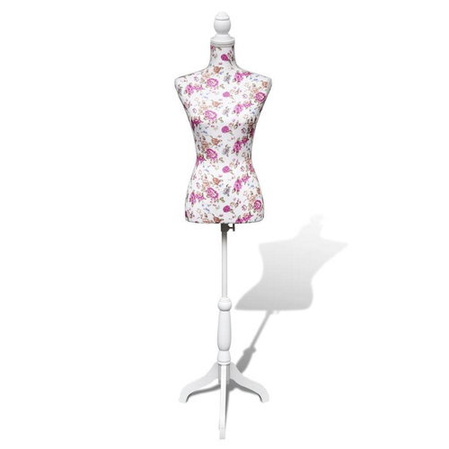 Ladies Mannequin Dressmaker Dummy, Cotton, White with Rosettes - Dressmakers Dummy - Main image