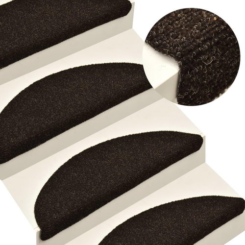Self-adhesive stair treads 15 pcs dark brown 56×17×3 cm 322348 - Stair Treads - Main image