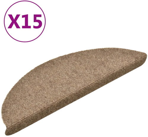 Self-adhesive stair treads 15 pcs cream 56x17x3cm needle-punched 322354 - Stair Treads - Main image