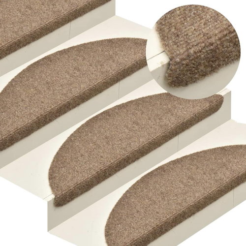 Self-adhesive stair treads 15 pcs cream 65x21x4cm needle-punched 322355 - Stair Treads - Main image