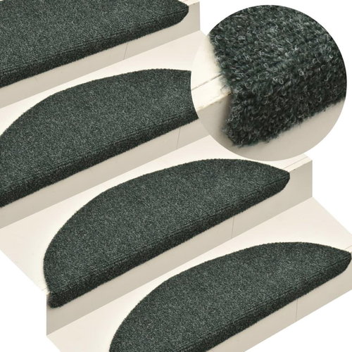 Self-adhesive stair treads 15 pcs green 56x17x3 cm needle-punched 322358 - Stair Treads - Main image