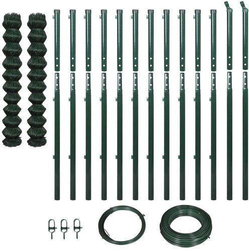 Wire mesh with posts 1,97 × 25 m green 142420 - Metal Fence - Main image