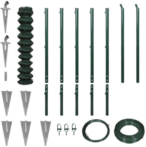 Wire mesh with anchoring 1,97 × 15 m green 142421 - Metal Fence - Main image