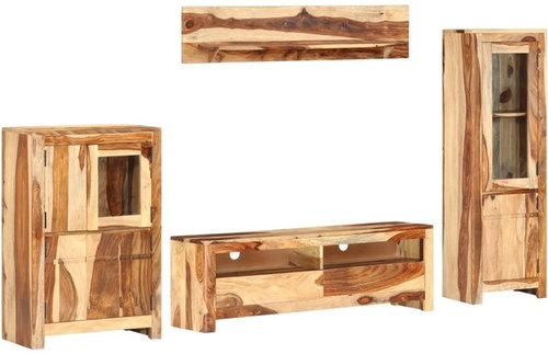 4-piece Living Room Wall Unit, Solid Sheesham Wood 286380 - Living Room Wall Unit - Main image