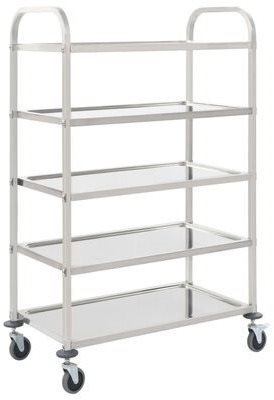 5 tier kitchen trolley 107×55×147 cm stainless steel - Food Serving Trolley - Main image