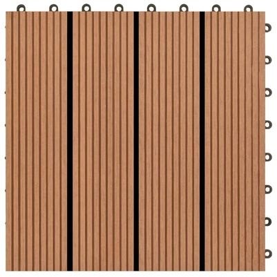 22 pcs terrace tiles 30×30 cm 2 m2 WPC brown 277796 - WPC Tiles - Main image