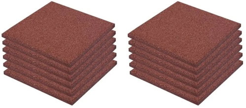 Anti-fall tiles 12 pcs rubber 50×50×3 cm red 276270 - WPC Tiles - Main image
