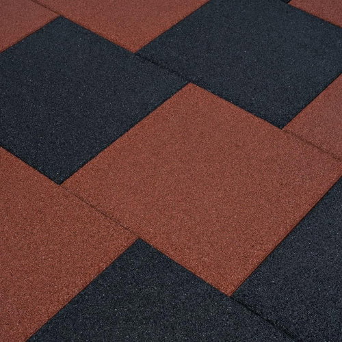 Anti-fall tiles 18 pcs rubber 50×50×3 cm red 276271 - WPC Tiles - Main image