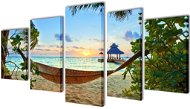 Súprava tlačených obrazov na plátne pláž s hojdacou sieťou 200 × 100 cm 241563 - Obraz