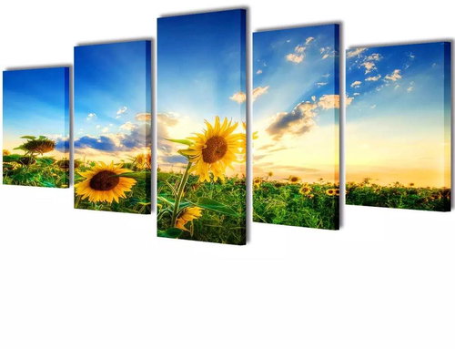 Set of paintings, print on canvas, sunflowers, 100×50 cm 241572 - Painting - Main image