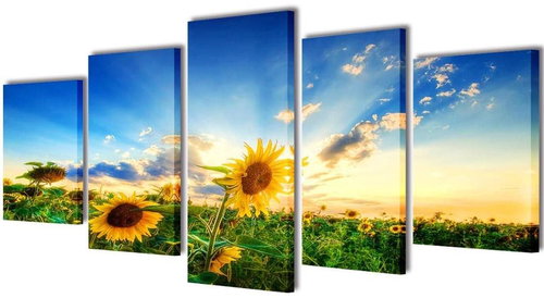 Set of paintings, print on canvas, sunflowers, 200×100 cm 241573 - Painting - Main image