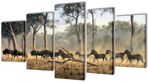 Set of paintings, print on canvas, zebra, 200×100 cm 241583 - Painting - Main image