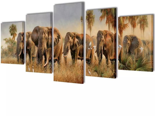 Set of paintings, print on canvas, elephant, 200×100 cm 241584 - Painting - Main image