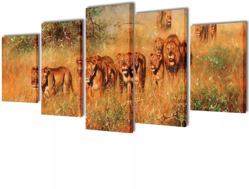 Set of paintings, print on canvas, lion, 100×50 cm 241586 - Painting - Main image