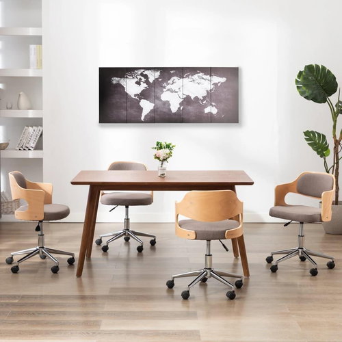Set of wall paintings on canvas World map grey 150×60 cm 289246 - Painting - Main image