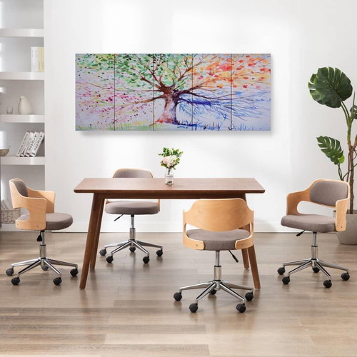 Set of wall paintings on canvas Rain tree colourful 200x80cm 289265 - Painting - Main image