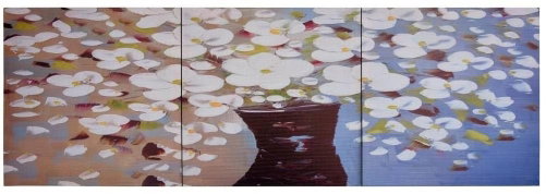 Set of wall paintings on canvas Flowers in a vase 120×40 cm 289266 - Painting - Main image