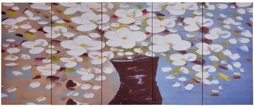 Set of wall paintings on canvas Flowers in a vase 200×80 cm 289268 - Painting - Main image