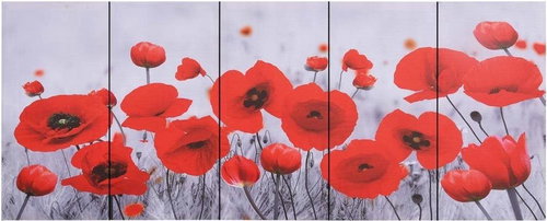Set of wall paintings on canvas Flowers colourful 200×80 cm 289283 - Painting - Main image