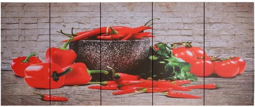 Set of wall paintings on canvas Paprika colour 150×60 cm 289285 - Painting - Main image