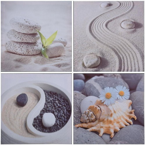 Set of wall paintings on canvas Beach colour 80×80 cm 289296 - Painting - Main image