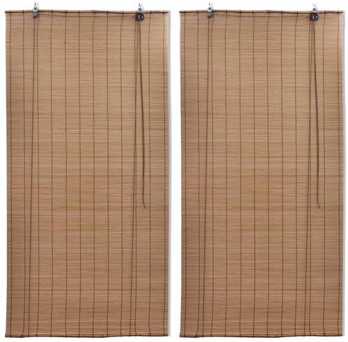 Blackout bamboo roller blinds 2 pcs 100×160 cm brown 3057519 - Roller Blind - Main image