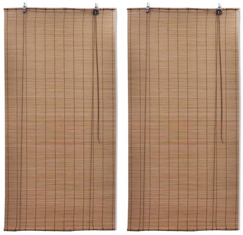 Blackout bamboo roller blinds 2 pcs 120×220 cm 3057520 - Roller Blind - Main image