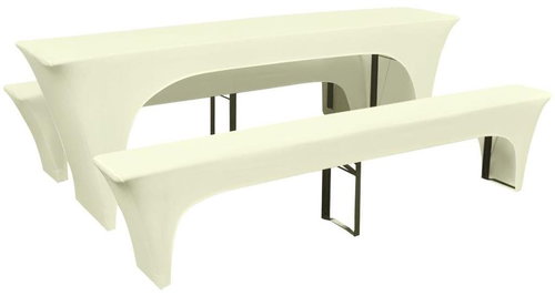 Three stretch beer table/bench covers, cream - Table Cover - Main image