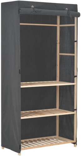3-level wardrobe grey 79 × 40 × 170 cm fabric - Wardrobe - Main image