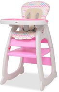 Rozkládací jídelní židlička 3 v 1 se stolkem, růžová - Jídelní židlička