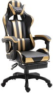 Gold Faux Leather Gaming Chair with Footrest - Gaming Chair