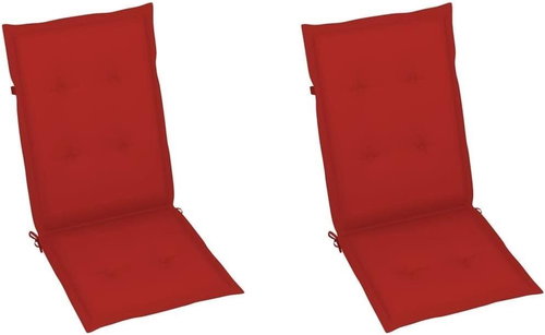 Cushions for garden chairs 2 pcs, red, 120x50x4 cm - Cushion - Main image