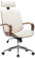 Swivel Office Chair Headrest, Cream Faux Leather Bentwood - Office Chair