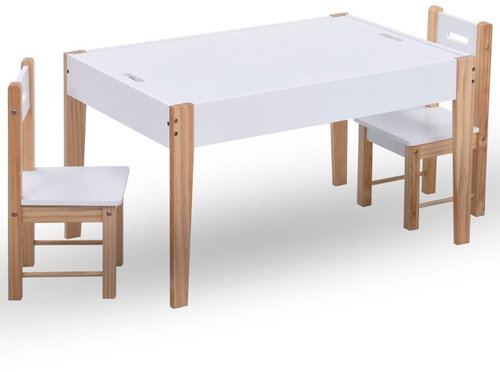 3-piece Set of Children's Table and Chairs Black and White - Children's Furniture - Main image