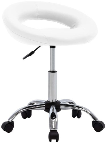 Working Chair on Castors, White Faux Leather - Workshop Chairs  - Main image