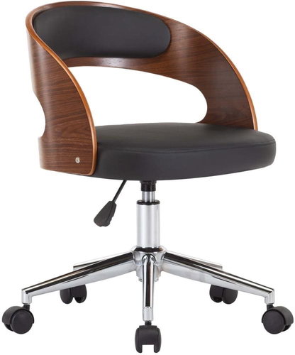 Swivel Office Chair, Bentwood and Faux Leather, Black - Office Chair - Main image