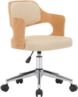 Swivel Office Chair Cream Bentwood and Faux Leather - Office Chair