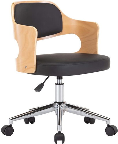 Swivel Office Chair, Black Bentwood and Faux Leather - Office Chair - Main image