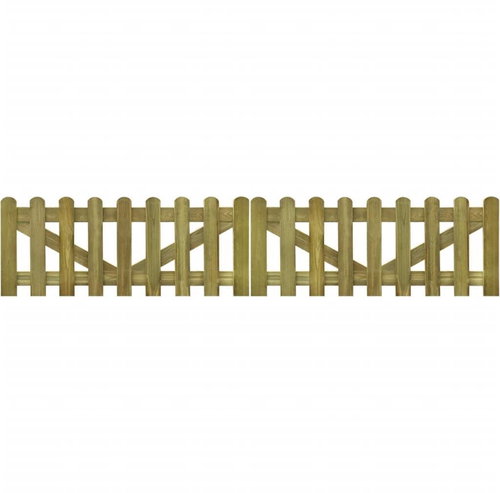 Fence gate slatted 2-leaf impregnated wood 300 × 60 cm - Fence Gate - Main image