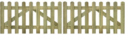 Fence gate slatted 2-leaf impregnated wood 300 × 80 cm - Fence Gate - Main image